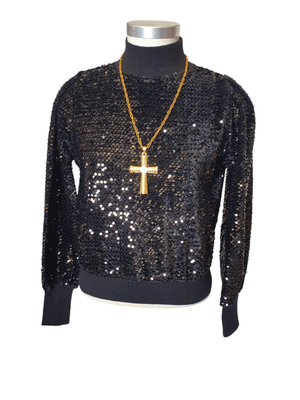 Black sequin long sleeve top