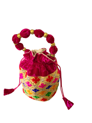 Colourful drawstring boho bag