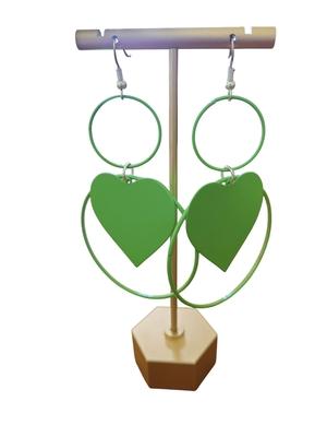 Green hearted Dangle Drops