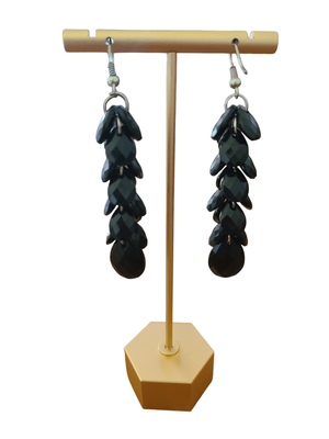 Black bead evening dangle drops