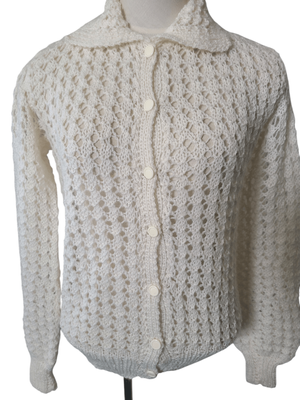 Lattice knit White Cardigan