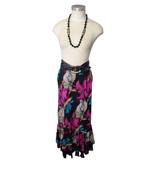 Black Maxi Skirt with fluted hem