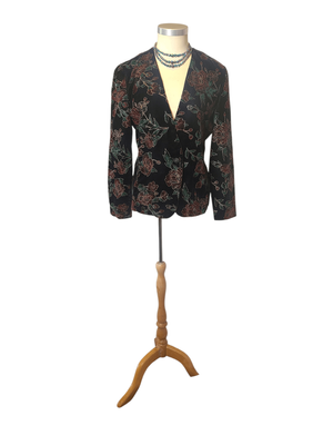 Black Vintage Velvet Floral Evening Jacket