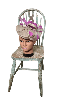 Cream and Cerise Pink Vintage Fascinator
