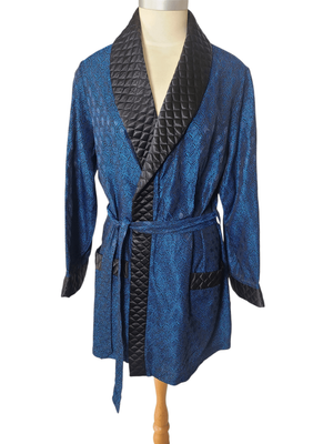Blue and Black Vintage NZ-Made Robe &ndash; Size 36A