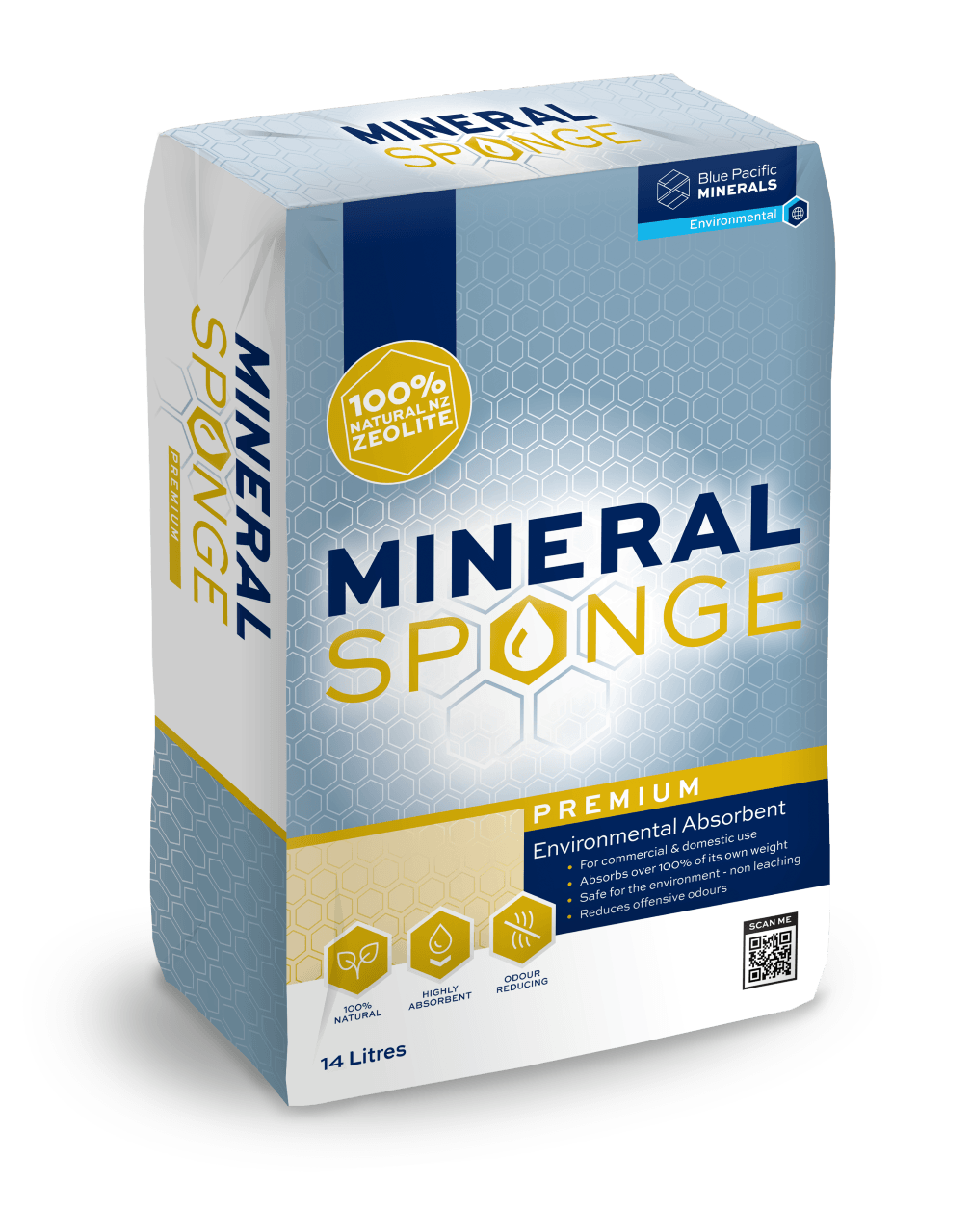Mineral sponge for absorbing spills