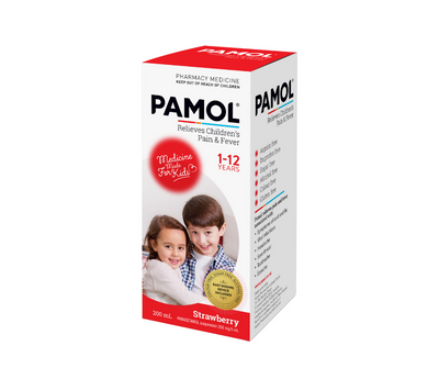 Pamol 250mg/5ml Strawberry Colour Free 200ml