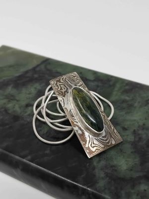 Marsden Flower Pounamu Copper &amp; Silver Mokume Gane Pendant