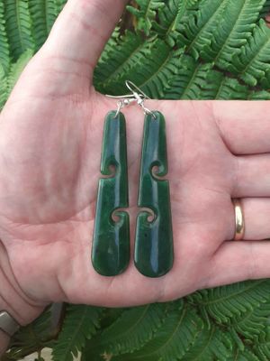 Kawakawa Pounamu Koru Earrings