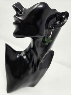 Kawakawa Pounamu Cross Earrings