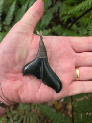 Kawakawa Pounamu Whale Tail Pendant