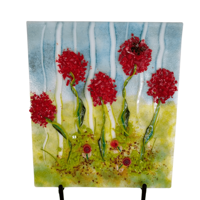 Rosalind Fitz Patrick Fused Glass and Murrini &quot;Impossible Poppies&quot;