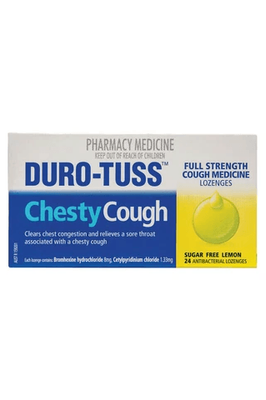 Duro Tuss Chesty Cough Sugar Free Lozenge 24 Lemon