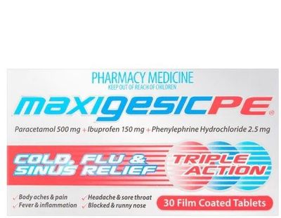 Maxigesic PE Cold Flu &amp; Sinus Relief 30 Tablets