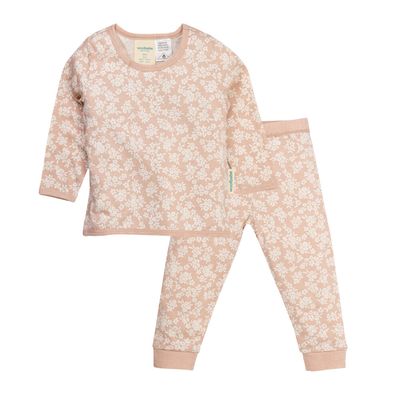 Woolbabe Merino/Organic L/S Cotton Pyjamas  | Peach Manuka