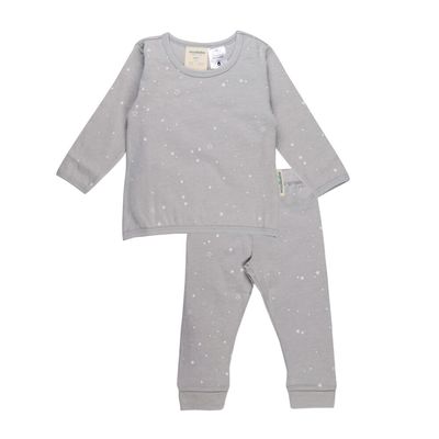 Woolbabe Merino/Organic L/S Cotton Pyjamas  | Pebble Stars