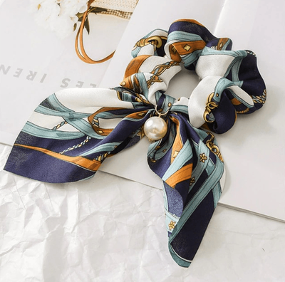 Printed Hair Scrunchy With Bow