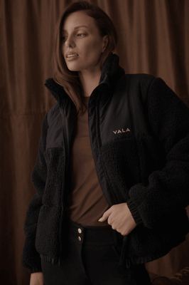 Vala Milla Sherpa Quilted Jacket - Black
