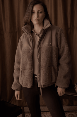 Vala Milla Sherpa Quilted Jacket - Taupe
