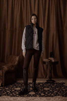 Vala Quilted Boxy Puffer Vest - Black