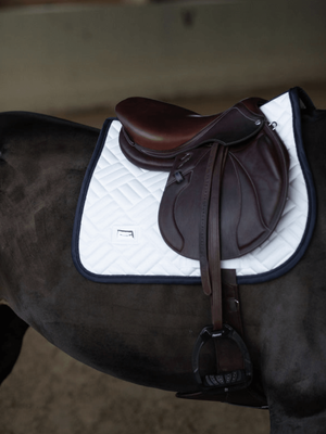 Equestrian Stockholm Saddle Pad - Modern White Navy