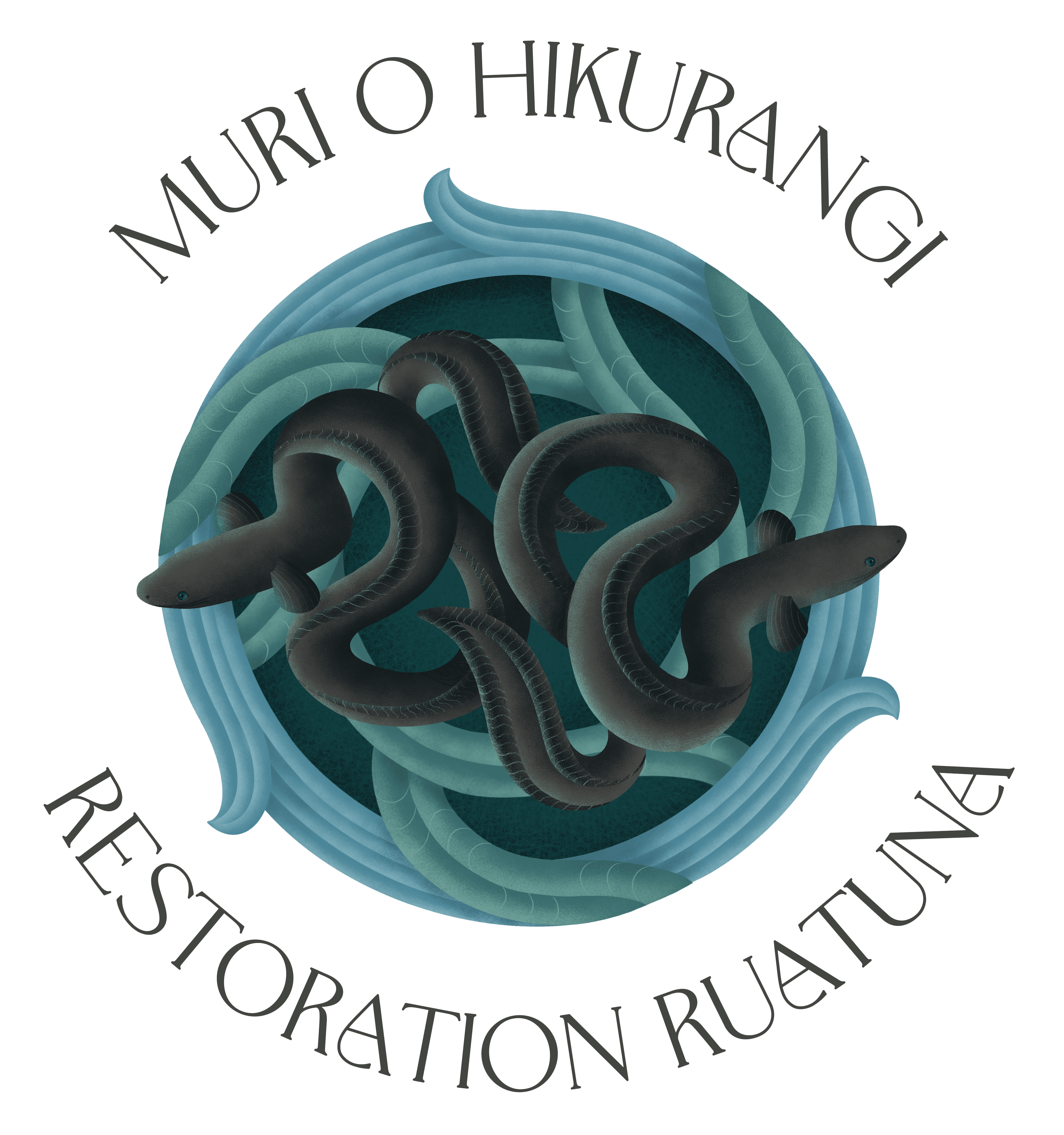 Illustration of swirling eels by artist Romina Romera