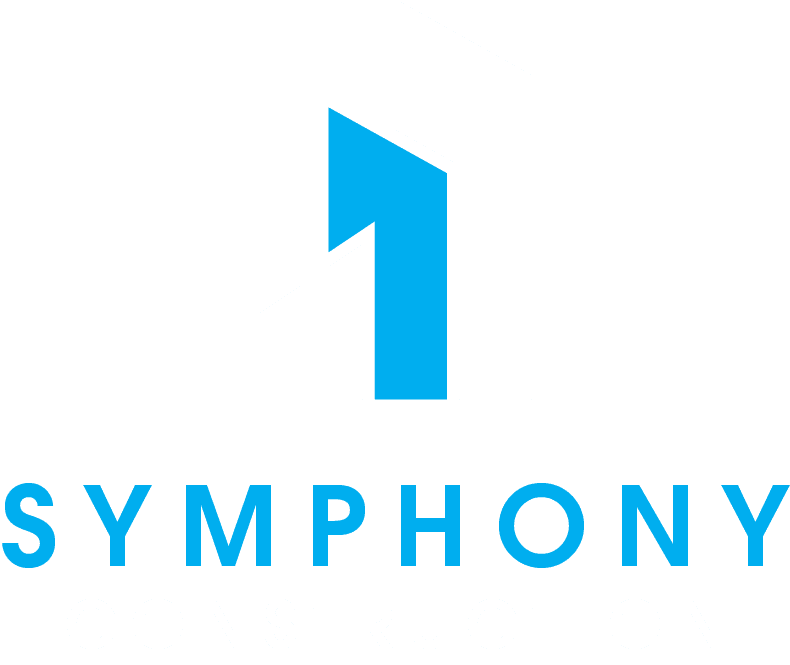 Symphony Construction white and blue logo