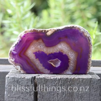 Purple Dyed Agate Geode Polished Face