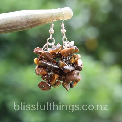 Tigers Eye Grape Chip Earrings