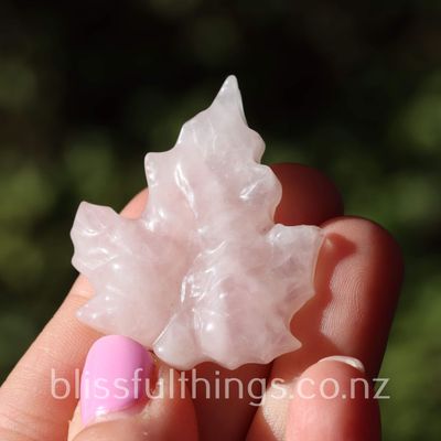 Rose Quartz Leaf Carving