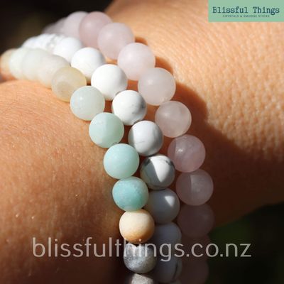 Bracelet Set, Rose Quartz, Amazonite and Howlite