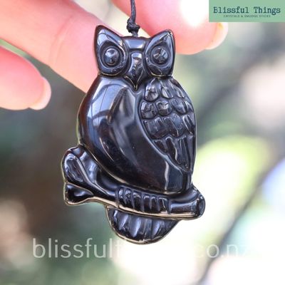 Black Obsidian Owl Pendant