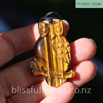 Tigers Eye Owl Pendant