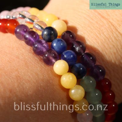 Clear Quartz, Sodalite, Green Aventurine, Carnelian, Amethyst, Yellow Agate, Rose Quartz Bracelet.