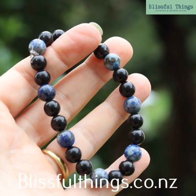 Shungite and Lapis Lazuli Bracelet with 8mm Round Beads