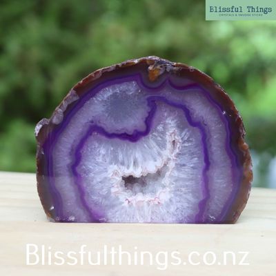 Purple Dyed Agate Geode Polished Face