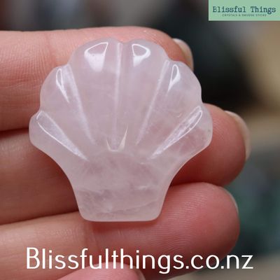 Rose Quartz Carved Clam Shell