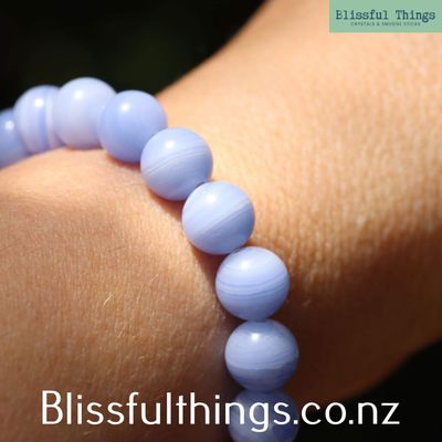 Blue Lace Agate Braclet, 7mm Beads