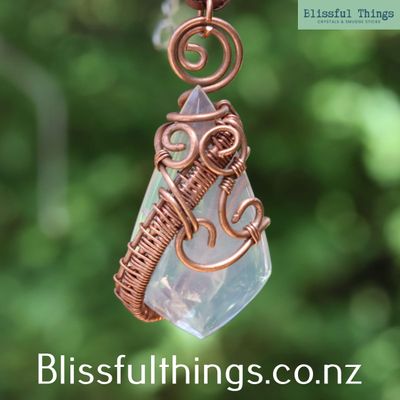 Girasol Quartz Copper Wire Wrapped Necklance