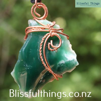 Chrysoprase Copper Wire Wrapped Necklace