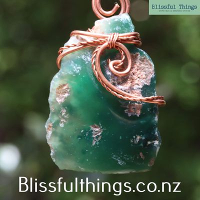 Chrysoprase Copper Wire Wrapped Necklace