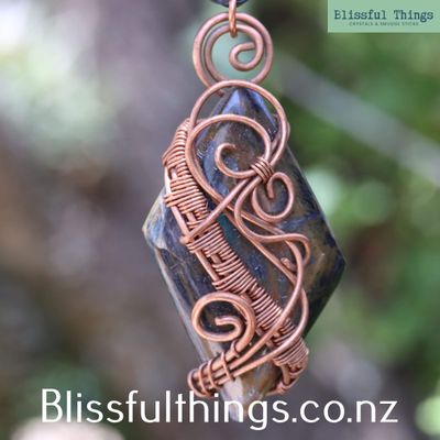 Pietersite Copper Wire Wrapped Necklace