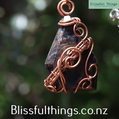 Pietersite Copper Wire Wrapped Necklace