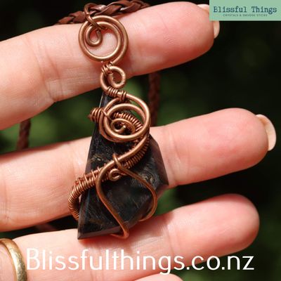 Pietersite Copper Wire Wrapped Necklace