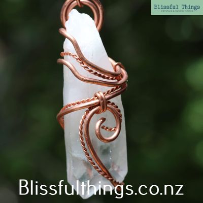 Quartz Crystal Copper Wire Wrapped Necklace