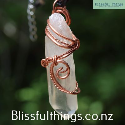 Quartz Crystal Copper Wire Wrapped Necklace