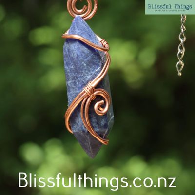 Sodalite Copper Wire Wrapped Necklace