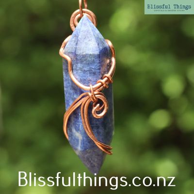 Sodalite Copper Wire Wrapped Necklace