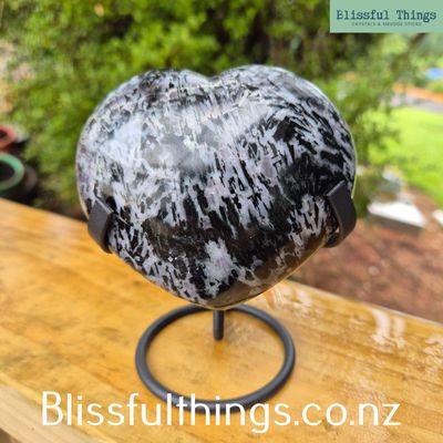 Indigo Gabbro/Mystic Merlinite Heart with Stand