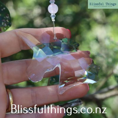 Unicorn Rainbow Catcher with Amethyst &amp; Rose Quartz